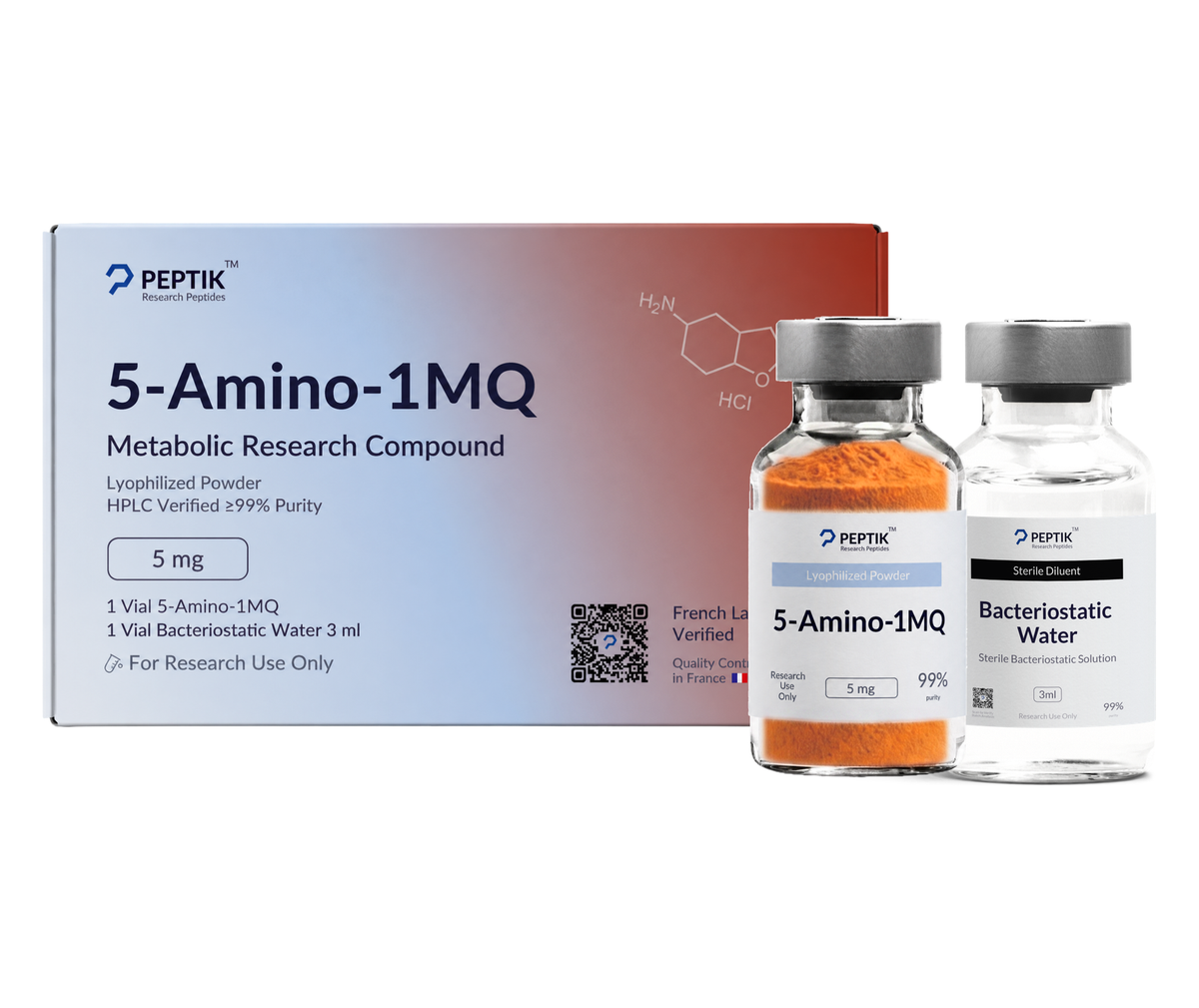 5-Amino-1MQ Lyophilized Vial + Sterile Water: Vial
