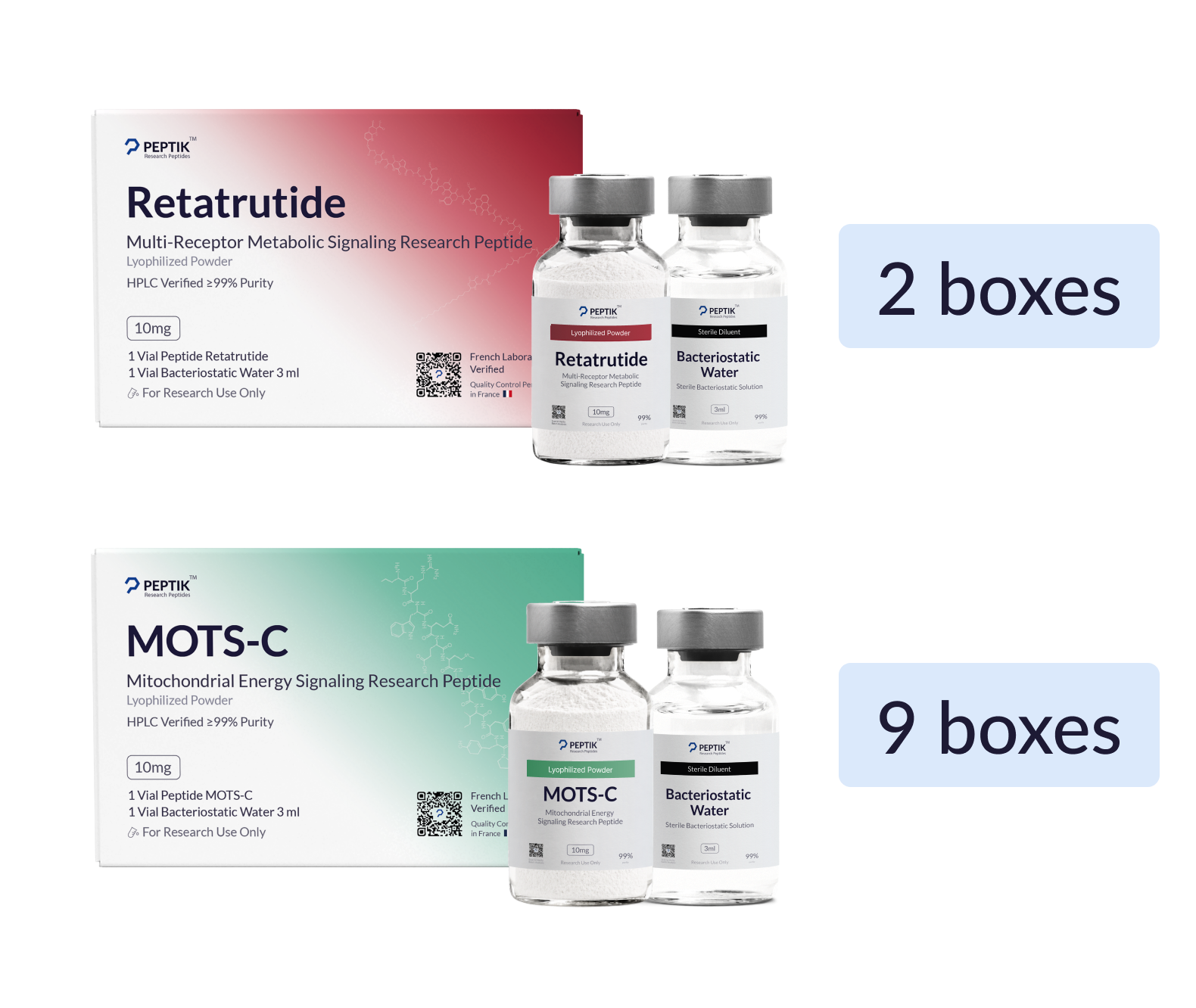 2 Retatrutide + 9 MOTS-C Vials