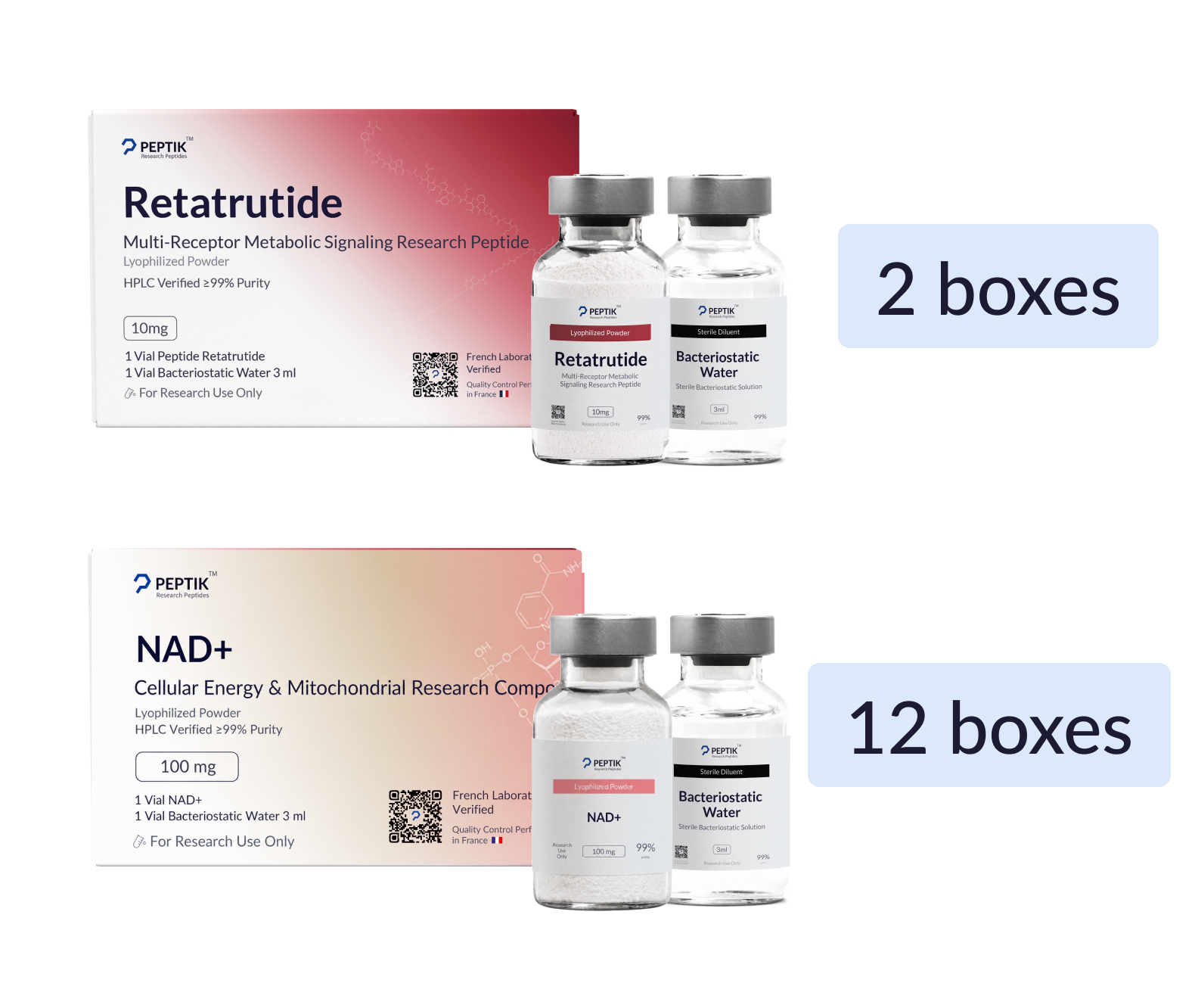 2 Retatrutide + 12 NAD+ Vials