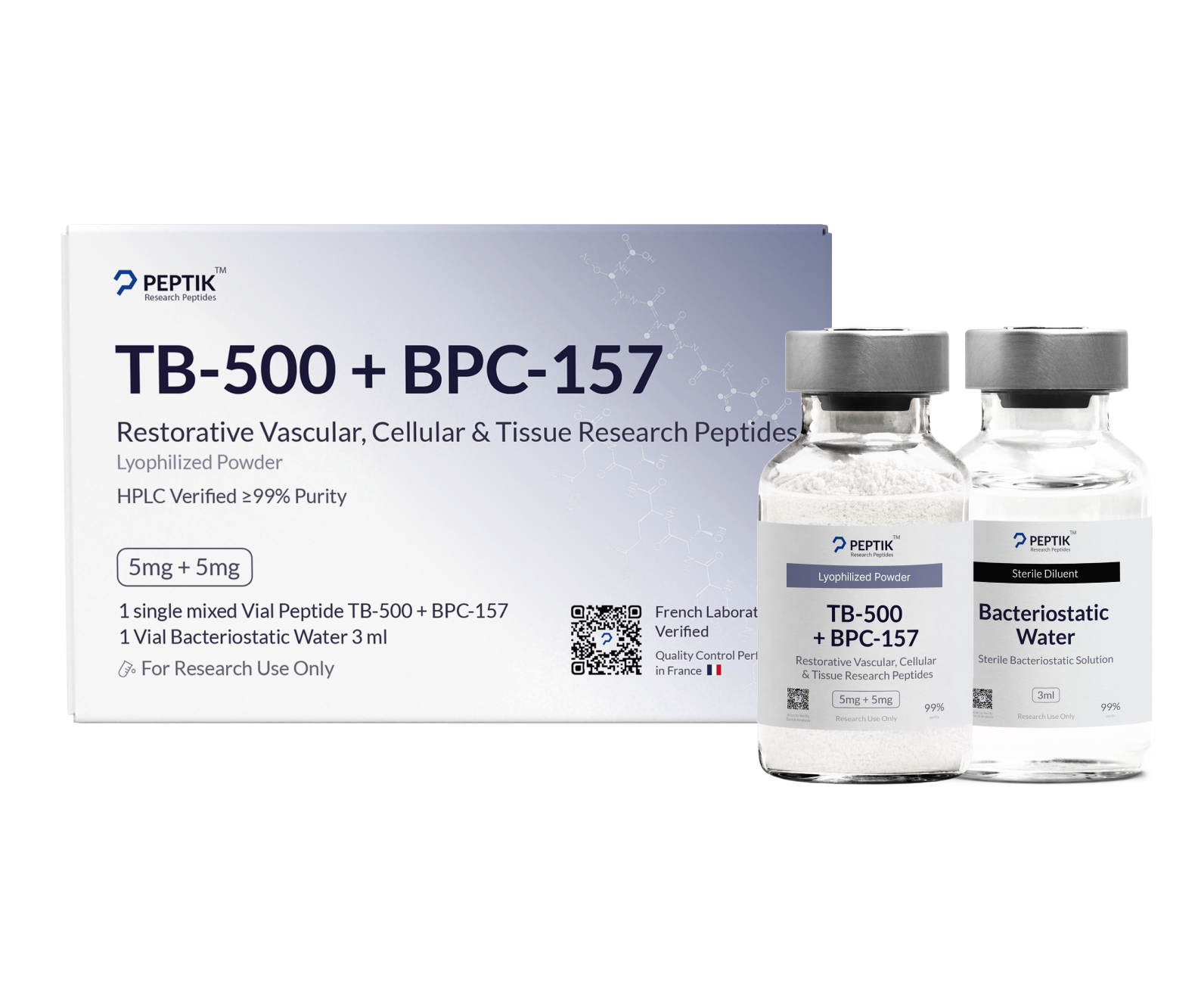 TB-500 + BPC-157 Lyophilized Vial + Sterile Water